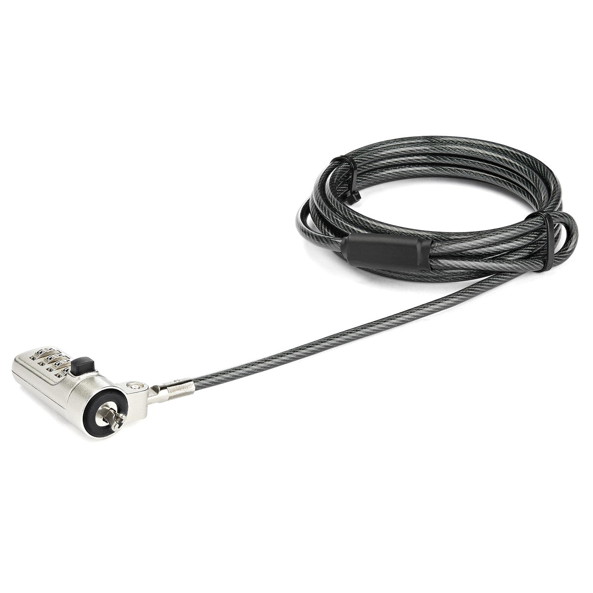 StarTech.com 6.6ft (2m) Laptop Cable Lock - 4-Digit Combination Laptop/Desktop Security Cable Lock for Wedge Slot Computers - Anti-Theft Vinyl-Coated Steel Combo Cable Lock - Portable - TAA