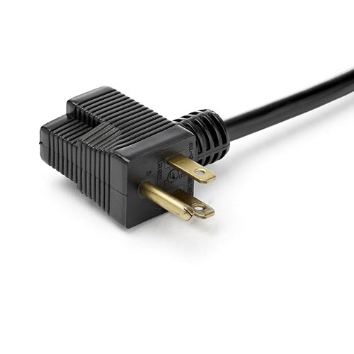 StarTech.com 1ft (30cm) Short Extension Cord, NEMA 5-15P/R to NEMA 5-15R, 13A 125V, 16AWG, Black, Outlet Saver Power Extension Cord with Extra Passthrough Outlet, AC Extension Cable, UL Listed