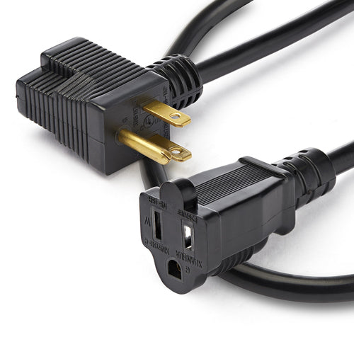 StarTech.com 1ft (30cm) Short Extension Cord, NEMA 5-15P/R to NEMA 5-15R, 13A 125V, 16AWG, Black, Outlet Saver Power Extension Cord with Extra Passthrough Outlet, AC Extension Cable, UL Listed