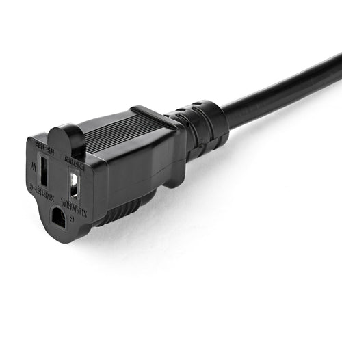 StarTech.com 1ft (30cm) Short Extension Cord, NEMA 5-15P/R to NEMA 5-15R, 13A 125V, 16AWG, Black, Outlet Saver Power Extension Cord with Extra Passthrough Outlet, AC Extension Cable, UL Listed