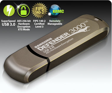 iStorage Kanguru Defender 3000™ SuperSpeed USB 3.0 256 GB| Secure Flash Drive | FIPS 140-3 Level 3 pending, FIPS 140-2 Level 3 Certified | AES-XTS 256-bit Hardware Encryption | TAA Compliant
