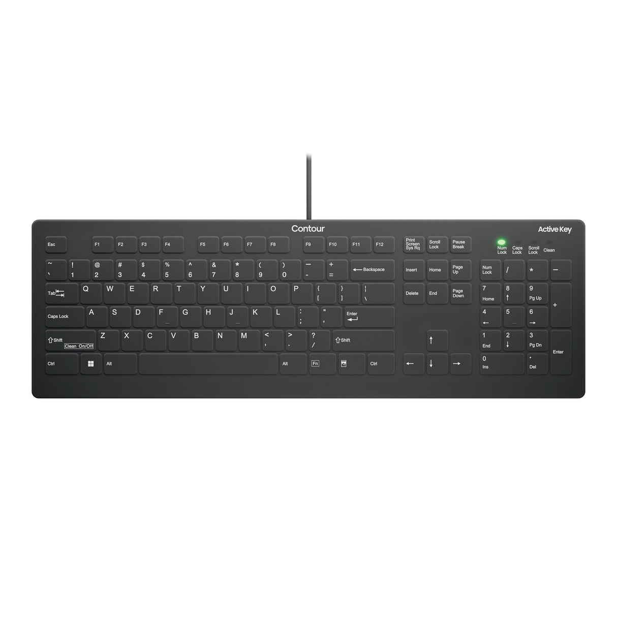 Contour Design Active Key Contour QuickClean Medical Keyboard IP68 Full-Size Wired White US C8112