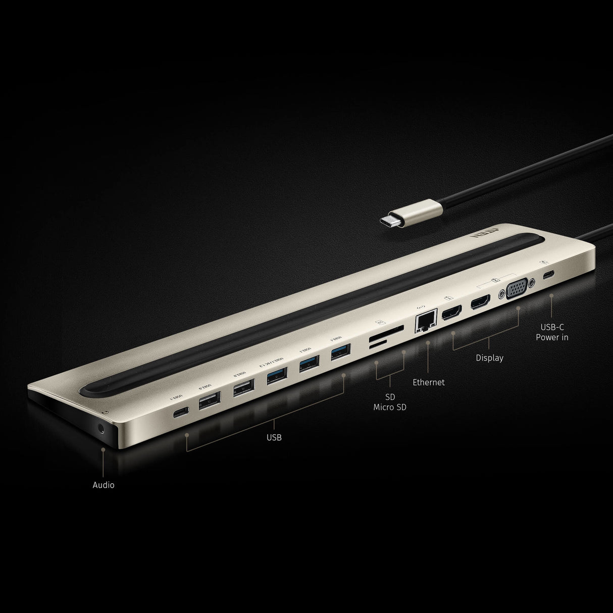 ATEN USB-C Multiport Dock with Power Pass-Through