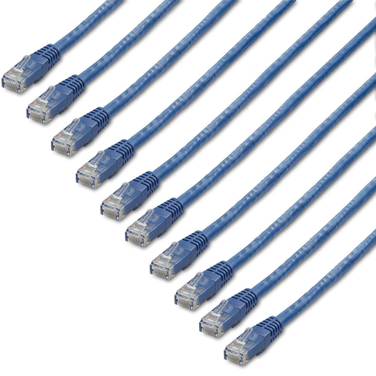 StarTech.com 6 ft. CAT6 Ethernet cable - 10 Pack - ETL Verified - Blue CAT6 Patch Cord - Molded RJ45 Connectors - 24 AWG Copper Wire - UTP Cable