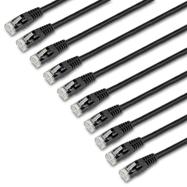 StarTech.com 6 ft. CAT6 Ethernet cable - 10 Pack - ETL Verified - Black CAT6 Patch Cord - Molded RJ45 Connectors - 24 AWG Copper Wire – UTP Cable