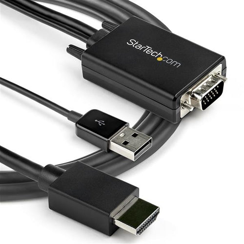 StarTech.com 10ft VGA to HDMI Converter Cable with USB Audio Support & Power - Analog to Digital Video Adapter Cable to connect a VGA PC to HDMI Display - 1080p Male to Male Monitor Cable