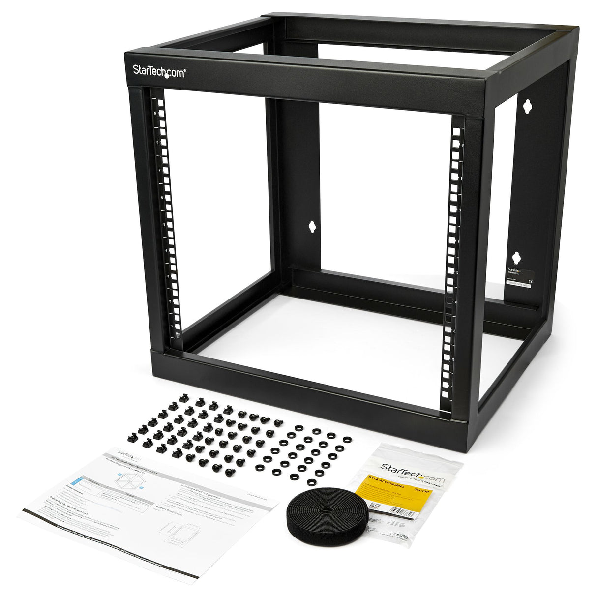 StarTech.com 2-Post 9U Heavy-Duty Wall-Mount Network Rack, 19" Open Frame Server Rack, 18" Deep, Wall Mount Data Rack for IT / AV / Patch Panel / Computer Equipment