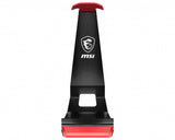 MSI HS01 Gaming Headset Stand 'Black with Red, Solid Metal Design, non slip base, Cable Organiser, Supports most headsets, Mobile holder'