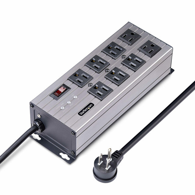 StarTech.com 8-Outlet Industrial Power Strip 125V/15A, EMI/RFI Isolation, Surge Protection, Mountable PDU, 12ft/3.6m Power Cord, NEMA 5-15P/R, UL Listed, TAA