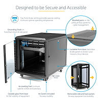 StarTech.com 15U Enterprise-Grade Flat Pack Server Rack Cabinet, 19in Enclosed 4-Post Rack with 29in (75cm) Mounting Depth and 1764lb (800kg) Weight Capacity