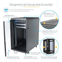 StarTech.com 18U Enterprise-Grade Flat Pack Server Rack Cabinet, 19in Enclosed 4-Post Rack with 29in (75cm) Mounting Depth and 1764lb (800kg) Weight Capacity
