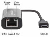 Manhattan USB-C to 2.5GBASE-T Gigabit (10/100/1000 Mbps & 2.5 Gbps) RJ45 Network Adapter, Multi-Gigabit Ethernet, Black, Three Year Warranty, Equivalent to US2GC30
