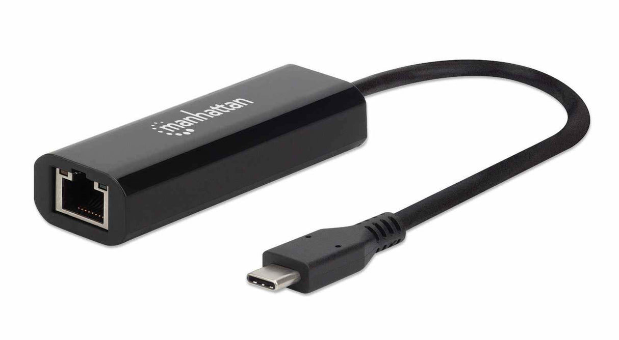 Manhattan USB-C to 2.5GBASE-T Gigabit (10/100/1000 Mbps & 2.5 Gbps) RJ45 Network Adapter, Multi-Gigabit Ethernet, Black, Three Year Warranty, Equivalent to US2GC30