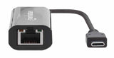 Manhattan USB-C to 2.5GBASE-T Gigabit (10/100/1000 Mbps & 2.5 Gbps) RJ45 Network Adapter, Multi-Gigabit Ethernet, Black, Three Year Warranty, Equivalent to US2GC30