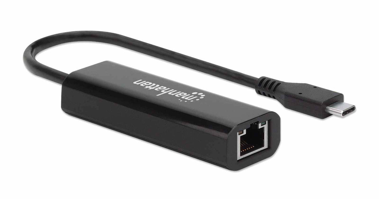 Manhattan USB-C to 2.5GBASE-T Gigabit (10/100/1000 Mbps & 2.5 Gbps) RJ45 Network Adapter, Multi-Gigabit Ethernet, Black, Three Year Warranty, Equivalent to US2GC30