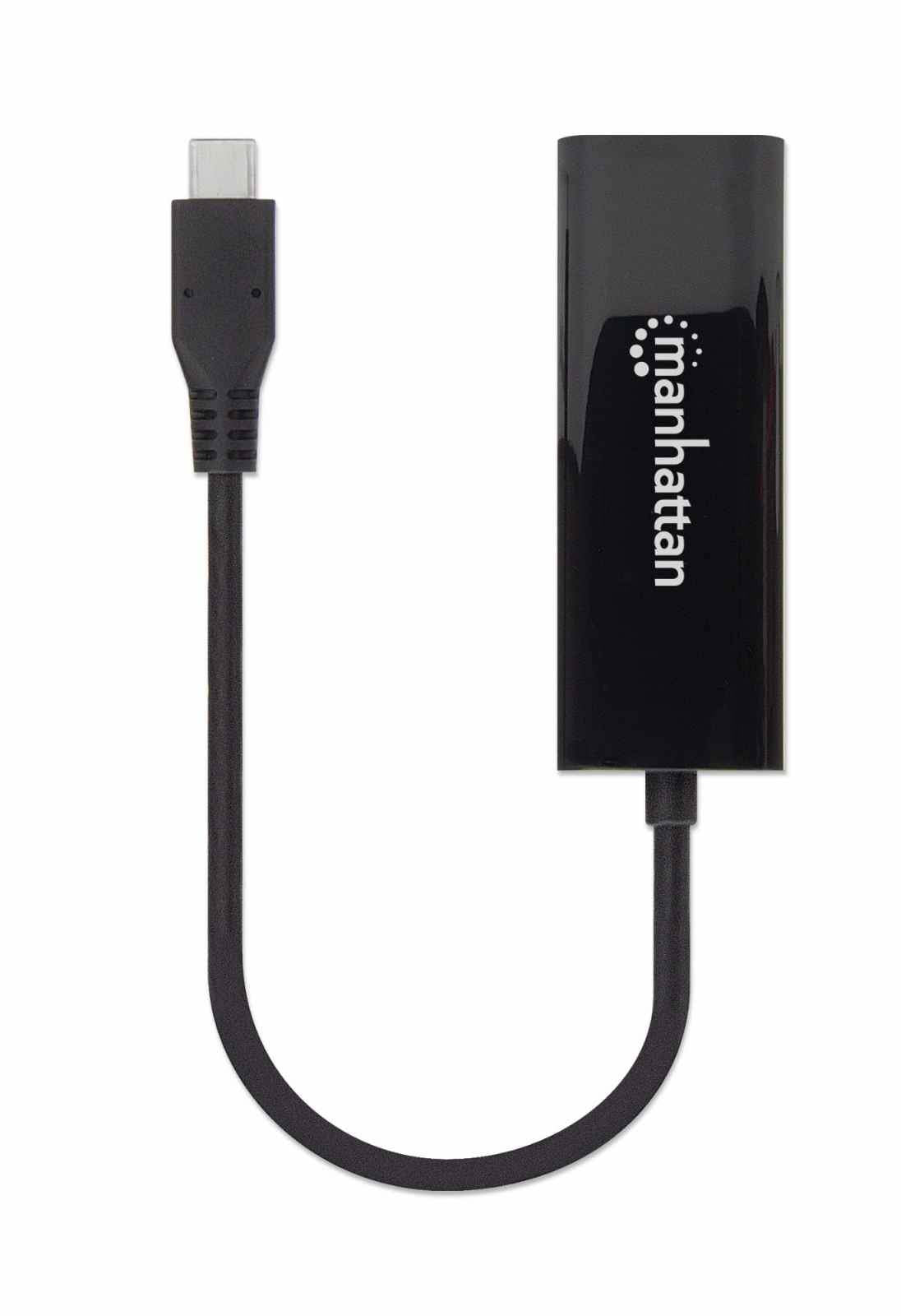 Manhattan USB-C to 2.5GBASE-T Gigabit (10/100/1000 Mbps & 2.5 Gbps) RJ45 Network Adapter, Multi-Gigabit Ethernet, Black, Three Year Warranty, Equivalent to US2GC30