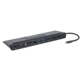 Manhattan USB-C Dock/Hub with Card Reader and MST, Ports (x9): Audio 3.5mm, DisplayPort, Ethernet, HDMI, USB-A (x3), USB-C and VGA, With Power Delivery (100W) to USB-C Port (Note add USB-C wall charger and USB-C cable needed),All Ports can be used...