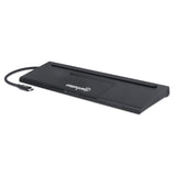 Manhattan USB-C Dock/Hub with Card Reader and MST, Ports (x9): Audio 3.5mm, DisplayPort, Ethernet, HDMI, USB-A (x3), USB-C and VGA, With Power Delivery (100W) to USB-C Port (Note add USB-C wall charger and USB-C cable needed),All Ports can be used...