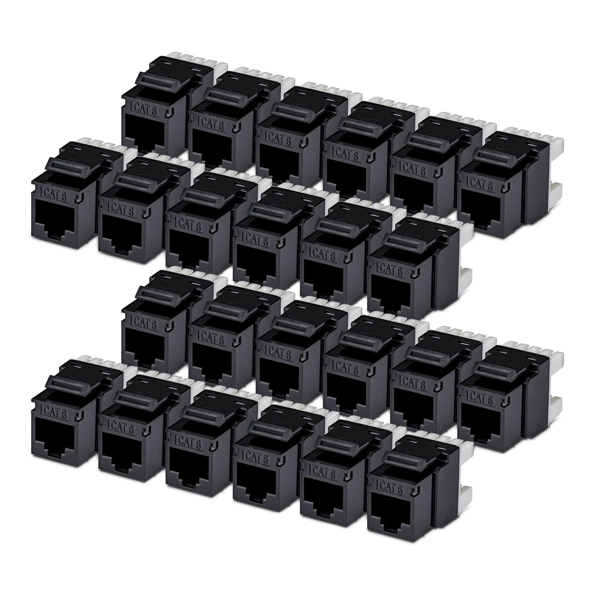 StarTech.com Cat6 Keystone Jack, 24-Pack RJ45 Ethernet Keystone Jacks, UTP Cat6 Wall Jack, 180-Degree 110 Punch Down, Black