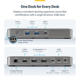 StarTech.com USB4 Docking Station, Driverless Dual 4K 144Hz for Mac and Windows, Universal USB-C Dock with DisplayPort, 100W PD and 2.5GbE