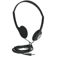 Manhattan Stereo On-Ear Headphones (3.5mm), Adjustable Split Headband, Foam Earpads, Speaker 80W max, Standard 3.5mm stereo jack/plug for audio output, cable 2.2m, Black, Three Year Warranty