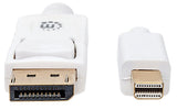 Manhattan Mini DisplayPort 1.2 to DisplayPort Cable, 4K@60Hz, 1m, Male to Male, White, Equivalent to MDP2DPMM1MW, Lifetime Warranty, Polybag