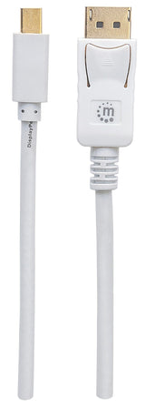 Manhattan Mini DisplayPort 1.2 to DisplayPort Cable, 4K@60Hz, 1m, Male to Male, White, Equivalent to MDP2DPMM1MW, Lifetime Warranty, Polybag