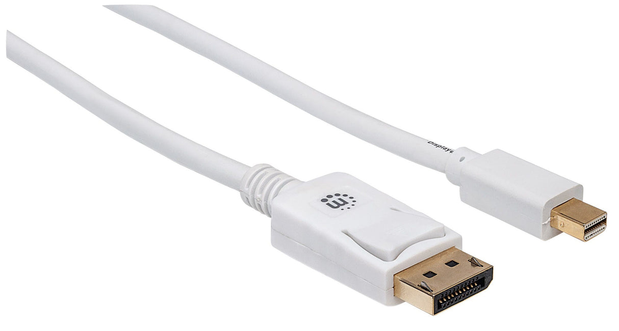 Manhattan Mini DisplayPort 1.2 to DisplayPort Cable, 4K@60Hz, 1m, Male to Male, White, Equivalent to MDP2DPMM1MW, Lifetime Warranty, Polybag