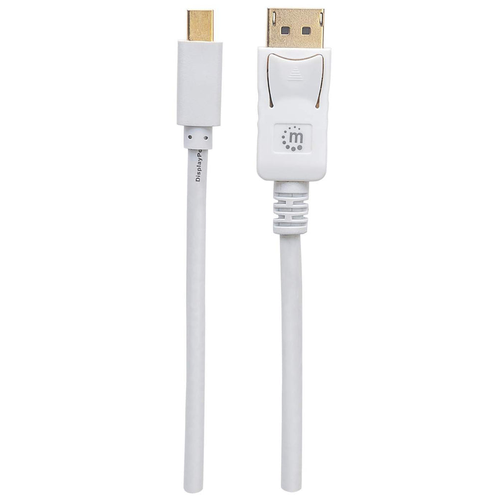 Manhattan Mini DisplayPort 1.2 to DisplayPort Cable, 4K@60Hz, 3m, Male to Male, White, Equivalent to MDP2DPMM3MW, Lifetime Warranty, Polybag