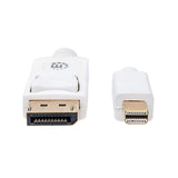 Manhattan Mini DisplayPort 1.2 to DisplayPort Cable, 4K@60Hz, 3m, Male to Male, White, Equivalent to MDP2DPMM3MW, Lifetime Warranty, Polybag