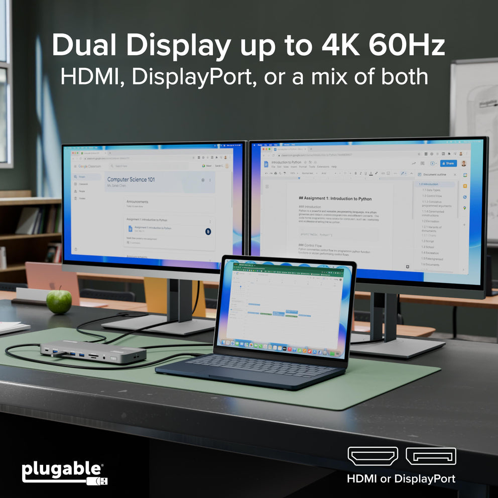 Plugable Technologies UD-6950PDH laptop dock/port replicator Wired USB 3.2 Gen 1 (3.1 Gen 1) Type-C Silver