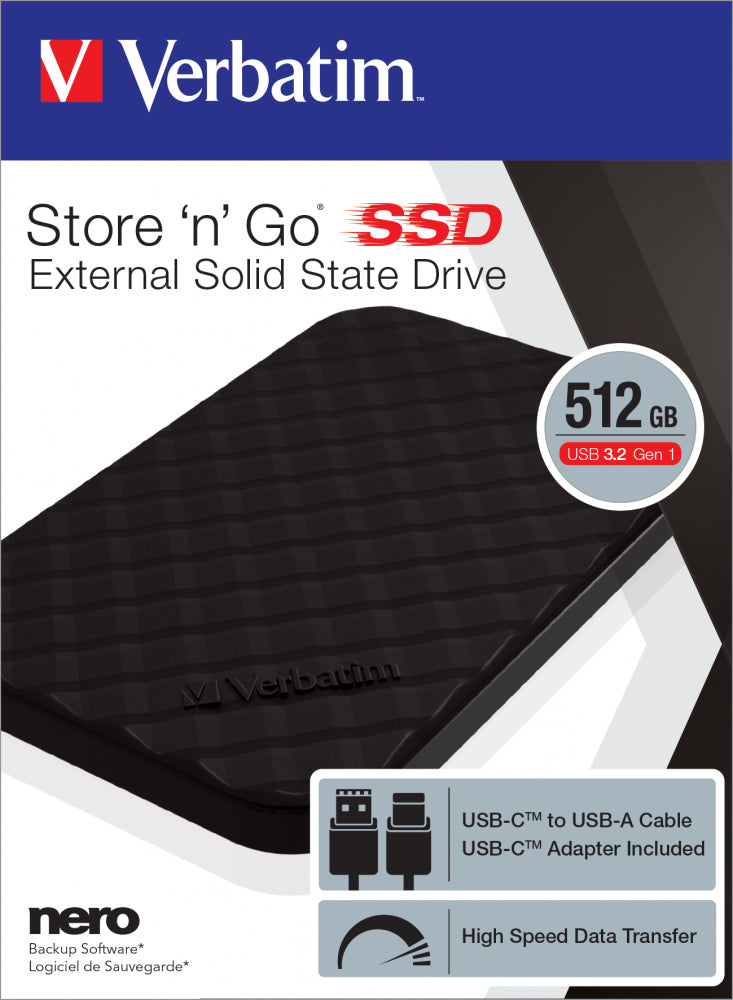 Verbatim Store 'n' Go Portable SSD USB 3.2 GEN 1 512GB