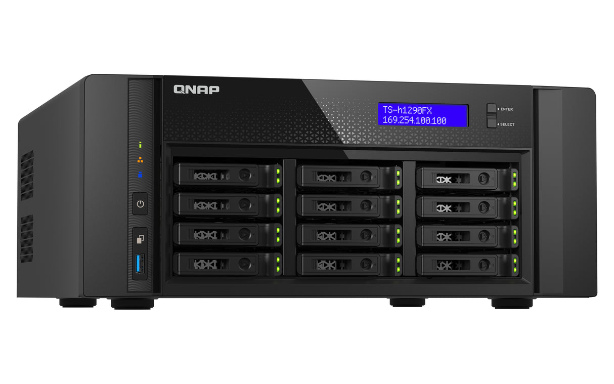 QNAP TS-h1290FX NAS Tower EPYC 7232P 64 GB DDR4 0 TB QuTS hero Black