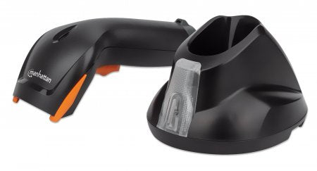 Manhattan Wireless 2D Handheld Barcode Scanner, 250mm Scan Depth, up to 80m effective range (line of sight), Max Ambient Light 100,000 lux (sunlight), Black, Three Year Warranty