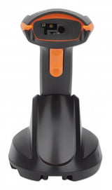 Manhattan Wireless 2D Handheld Barcode Scanner, 250mm Scan Depth, up to 80m effective range (line of sight), Max Ambient Light 100,000 lux (sunlight), Black, Three Year Warranty