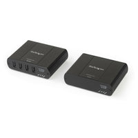StarTech.com 4 Port USB 2.0 Extender Hub over Cat5e/Cat6 Ethernet Cable (RJ45) - 330ft/100m Industrial Metal USB Extender Adapter Kit w/ ESD Protection - Externally Powered - 480 Mbps