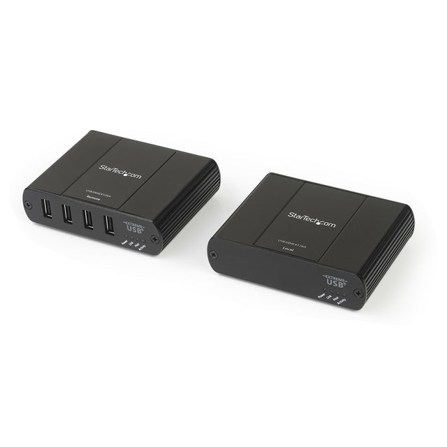 StarTech.com 4 Port USB 2.0 Extender Hub over Cat5e/Cat6 Ethernet Cable (RJ45) - 330ft/100m Industrial Metal USB Extender Adapter Kit w/ ESD Protection - Externally Powered - 480 Mbps