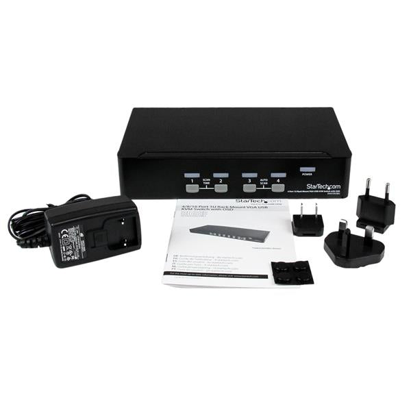 StarTech.com 4 Port 1U Rackmount USB KVM Switch with OSD - TAA