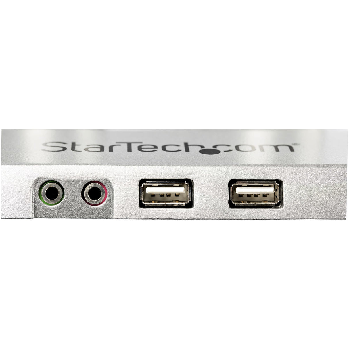 StarTech.com Desk Mount Dual Monitor Arm with USB & Audio, Desk Clamp VESA Mount for up to 32" (17.6lb/8kg) Displays, Ergonomic Full Motion Dual Monitor Arm - Silver