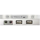 StarTech.com Desk Mount Dual Monitor Arm with USB & Audio, Desk Clamp VESA Mount for up to 32" (17.6lb/8kg) Displays, Ergonomic Full Motion Dual Monitor Arm - Silver