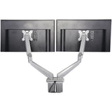 StarTech.com Desk Mount Dual Monitor Arm with USB & Audio, Desk Clamp VESA Mount for up to 32" (17.6lb/8kg) Displays, Ergonomic Full Motion Dual Monitor Arm - Silver
