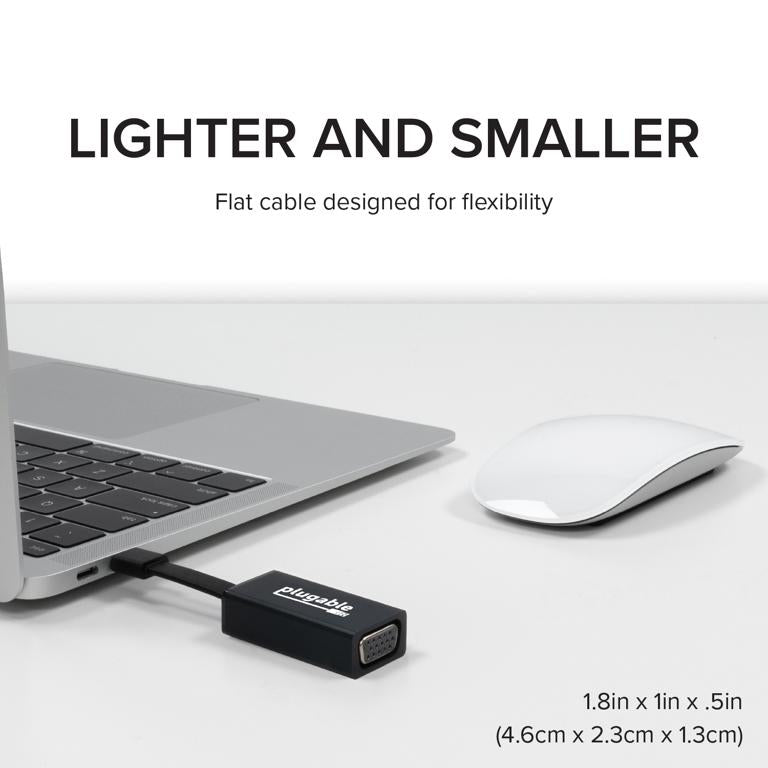 Plugable Technologies USB C to VGA Adapter, Thunderbolt 3 to VGA Adapter Compatible with Macbook Pro, Windows, Chromebooks, 2018 iPad Pro, Dell XPS, and more (Driverless, supports up to 1920x1200 @ 60Hz)