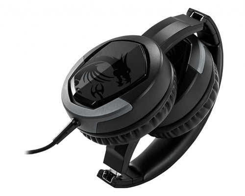 MSI IMMERSE GH30 V2 Gaming Headset 'Black with Iconic Dragon Logo, Wired Inline Audio with splitter accessory, 40mm Drivers, detachable Mic, easy foldable design'