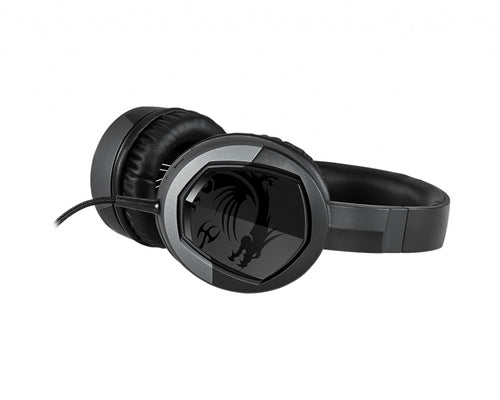 MSI IMMERSE GH30 V2 Gaming Headset 'Black with Iconic Dragon Logo, Wired Inline Audio with splitter accessory, 40mm Drivers, detachable Mic, easy foldable design'