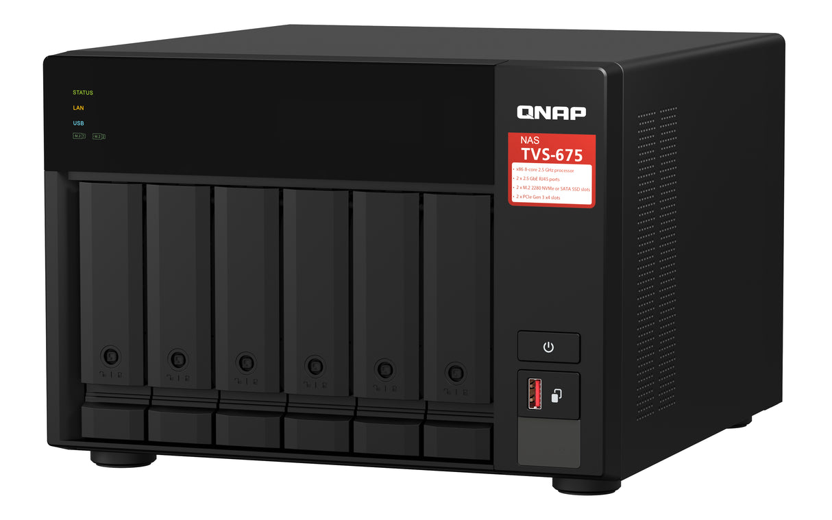 QNAP TVS-675 NAS Tower ZhaoXin KaiXian KX-6000 KX-U6580 8 GB DDR4 0 TB QuTS hero Black
