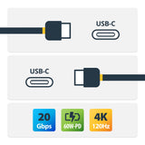 StarTech.com 6ft (1.8m) USB4 Cable, 20Gbps, USB-IF Certified USB-C Cable, 240W PD EPR, 4K 120Hz DP 2.1, TPE Jacket, Black USB-C Cord