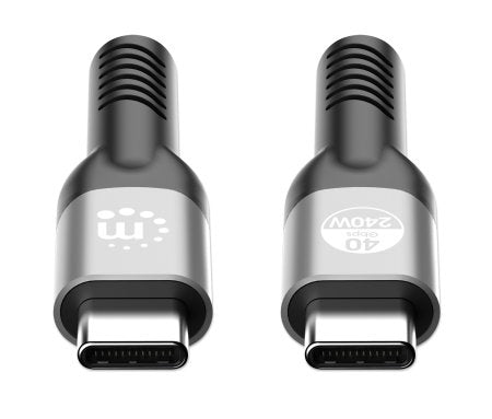 Manhattan Fast USB-C to USB-C Cable (240W), 1m, 240W Laptop Charging + High-Speed Data & Video, Works with ALL Laptops (Note additional USB-C 240W wall charger needed), 40 Gbps Ultra-Fast Transfers, Black, 3 year Warranty