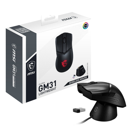 MSI CLUTCH GM31 LIGHTWEIGHT WIRELESS mouse Gaming Right-hand RF Wireless Optical 12000 DPI
