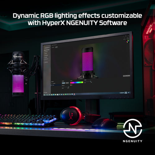 HyperX QuadCast S - USB Microphone (Black-Grey) - RGB Lighting