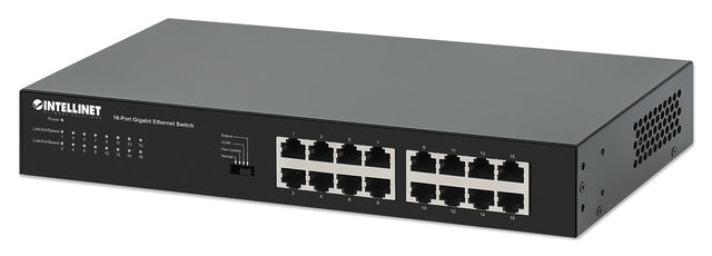 Intellinet 16-Port Gigabit Ethernet Switch 16 x 10/100/1000 Mbps RJ45 Ports, Green Ethernet / IEEE 802.3az Energy Efficient Ethernet, Desktop Format, Includes Optional 19" Rackmount Brackets